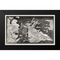Gauguin, Paul Crni moderni uokvireni muzej umjetnički print pod nazivom - Žene na rijeci iz Noa Noa