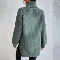 Duks pulover za žene jesen i zimska modna modna boja džemper s pukotinama s srednjim dugim rukavima