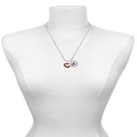 Delight nakit Silvertone otvoreno srce sa crvenim kristalnim graničnim crtežom inicijalni disk - k - šarm ogrlica, 20 + 3