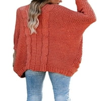 HANERDUN Žene Klit Cardigan ženski čvrsti otvoreni prednji kardiganski džemperi narančasti s