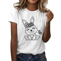 Uskršnji ženski kratki rukav kratki rukav Crt Rabbit Bunny tiskana majica Top Casual Slim majica Tee