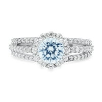 1.76ct okrugli rez plavi simulirani dijamant 14k bijeli zlatni godišnjički angažman HALO prstena veličine