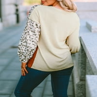 Arainlo Žene Leopard Patchwork Pulover bluza Kntina boja blok posada vrat dugih rukava džemper na vrhu