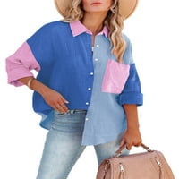 Ženska bluza Kontrastni uboda u boji dugih rukava dugme za zatvaranje labavo svestrane ležerne košulje