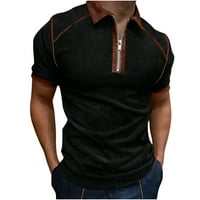 Muški casual zip up majice Ljetni kratki rukav patchwork V izrez čvrste boje majice Lagani trendy Regular