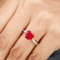 Laboratorija je stvorio rubin prsten sa moissine, jastuk rezan laboratorij stvorio ruby ​​solitaire