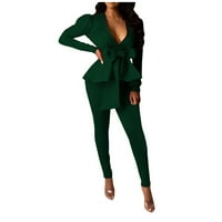 Blazer Outfits za žene dvodijelni setovi Trendy Slim Fit Solid V-izrez Blazer jakne Olovke hlače Poslovni