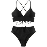 Ženski odvojeni kupaći kostim visoki struk odvojeni bikini čipka up stil Odvojeno kupaći kostim na plaži