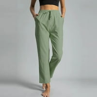 Ženske hlače Trendy Ležerne prilike ravne noge elastične visoke struke labave udobne pantalone sa džepovima