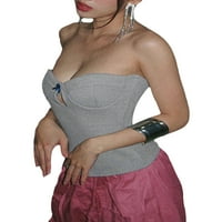 Thaisu ženski ljetni casual mini bandeau vrhovi, bez rukava bez ramena bez naramenica bez kaiševa od