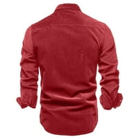 iopqo košulje za muškarce muške modne jednostavne corduroy Business Slim Fit Solid Color Cardigan majica