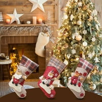 Dido božićna čarapa čarapa Xmas TheMed Burlap Viseća čarapa Početna Dnevna soba Zidni kamin Ornament