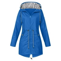 SHLDYBC ženska jakna s uklonjivim poklopcem obložene rezgurenim nakloninom izoliranom dugačkom kišom na otvorenom kapuljač kaputa za kaput za pad za planinarenje - plavo plavo -