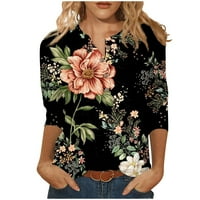 Ženski cvjetni tiskani tunički vrhovi rukavske posade Crke Bluze casual poslovne radne majice Fragarn