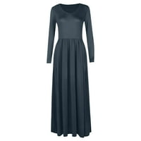 Haljine za žene ženska fit & flare Crew Crt dugih rukava Maxi Fit & Flare Pocket vruće prodajne haljine sivi xxl