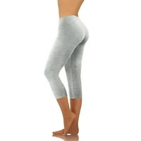 Ženska fitness joga Capri hlače Stretch Elastic Struk Dukseri Workout Atletic Jogers, Siva, L