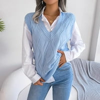 Ženski bluza Bluza V-izrez Retro grafički vrhovi tanki lanac Flowy Botton bez rukava Square Sexy Backless