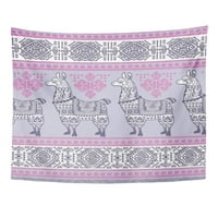 Sažetak Slatka Alpaca Llama Etnički ukrasi Amerika Zidna umjetnost Viseća tapiserija Kućni dekor za