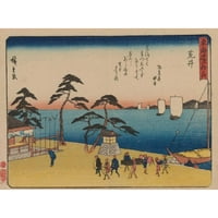 Andō Hiroshige Crna modernog moderne muzejske umjetnosti Print pod nazivom - Tokaido Gojusantsugi, PL