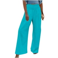 Ylioge Cruise Hlače pune dužine za žene džepove posteljina visoki struk Zimske pantalone u boji labavi