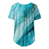 Ljetne vruće košulje za žene ženska modna casual tiska s kratkim rukavima V V izrez Labavi majica