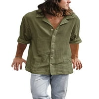 Muški casual dugih rukava majica s majicama labave plaže sa džepovima