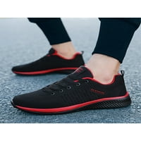 Muške sportske tenisice čipke up treneri ugodno hodanje cipele prozračne pletene atletičke cipele crna