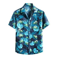 Rovga majice Muški ljetni Havaji Velike veličine rever od tiskanog poklopca Ležerne prilike labave majice