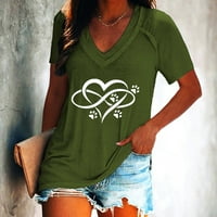 Ženske bluze Bluze Grafički otisci kratki rukav povremeni ženski plus ljetni V-izrez majica zelena l