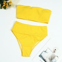 Hinvhai Plus size Spust odozgo za čišćenje Ženske solidne cijevi za cijev od sofpppy bikinija žuta 6