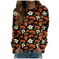 Vruća prodaja Halloween Bluze za žene, ženska casual moda Halloween Print Dugi rukav O-vrat Pulover