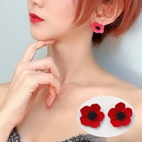 Jiaroswwei Ženska modna slika Flower Fau Pearl Crvene usne Stud naušnice Nakit Poklon