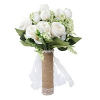 Bridalni buket, držeći cvijeće elegantno umjetno za vjenčanje za fotografiju mliječno bijeli