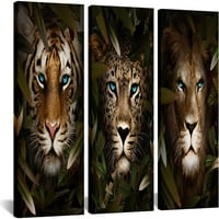Životinjski platno Zidno umjetnost Sažetak Lion Tiger Leopard s plavim očima Divljač Slika za spavaće