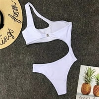 Tking moda jedan kupaći kupaći kostim za žene čvrsti izrez Seksi kupaći kupalište bijeli l