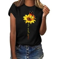 Cvjetni bluze za žene ljetne kratkih rukava za slobodno vrijeme za izrez