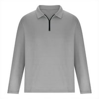Muška obična osnovna majica Slim fitit vaflji dugih rukava Casual Quater-zip Sports Lagana majica Workout Bluuse Grey XXL Cleance