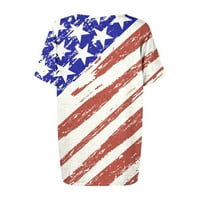 Ženske košulje za zastavu 4. jula T-majice Star Print Short rukav V izrez Patriotic Tees Američka zastava