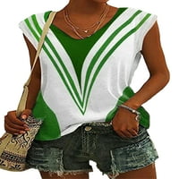 Capreze Dame Ljeto Top TOP kratki rukav T majica V izrez Majica Modni pulover Striped Tee Green 3xl