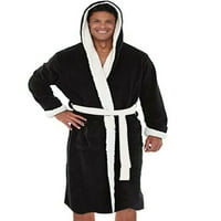 Gomelly Mens Wrap Robe Hoodie Bath Robes Comfy preljev ogrtač Muška kućna ručno ručno pidžama crno bijeli