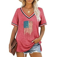 OAVQHLG3B 4. jula odijela za ženska američka zastava majica Ljetni vrhovi za žene Ležerne prilike labave