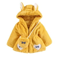 Entyinea Girls Kids Slatke jakne Sherpa kaputi dugi rukav puni zip Dječja jakna žuta 130
