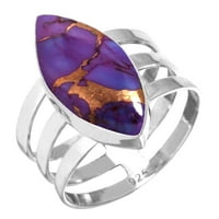 Sterling srebrni prsten za žene - Girls Copper Purple Tirquoise Gemstone Silver Ring Right ručno rađene