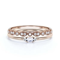 Minimalistički 1. karat tan tal rez dijamantni prsten za bajke, dainty vjenčani prsten u 10K čvrstog