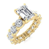 Kelsey - Moissite Emerald & okrugli laboratorijski dijamantski zaručnički prsten