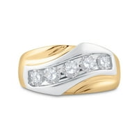 Muška čvrstoća 14KT Žuta zlatna okrugla Diamond 5-kameni prsten za prsten CTTW veličine 11