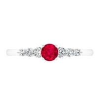 Prirodni rubin obećaj prsten sa dijamantskim bočnim kamenjem za žene, srebrne srebra, US 3,50
