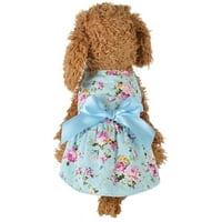 Odjeća za kućne ljubimce Super Mekani luk-čvor ukras pamuk pamučni pas cvjetni print haljina za kućne