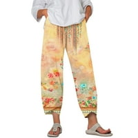 Modne hlače za žene široke noge Capris ženske ljetne obrezive hlače plaža elastična struka vrećaste
