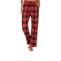 Hesxuno ženski casual komforni karirani ispis pidžama široke pantalone za noge duge joge hlače